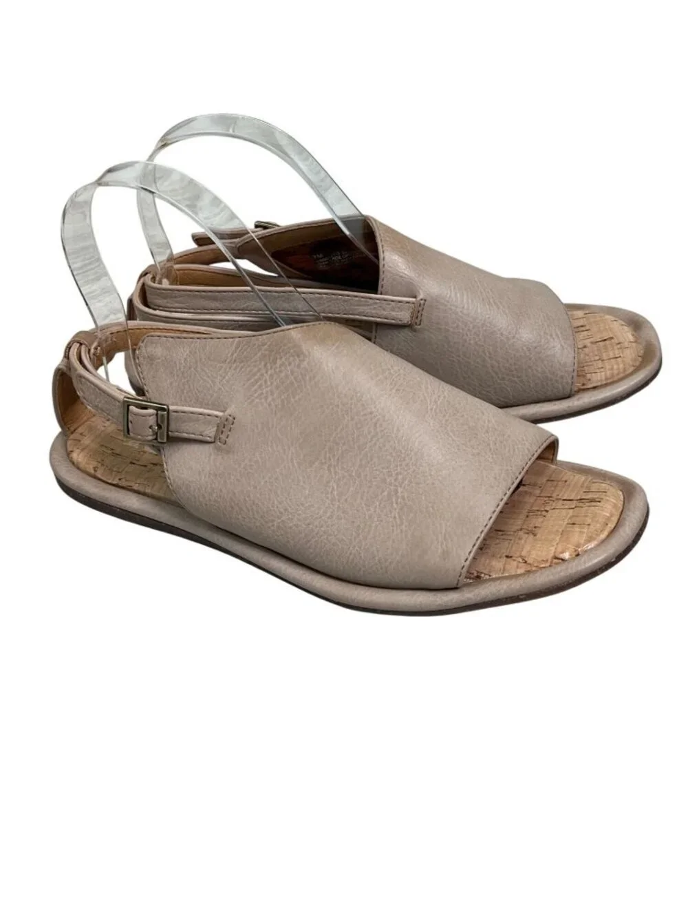 Korks Taupe Slingback Sandals Size 7 Cork Footbed Casual Comfort